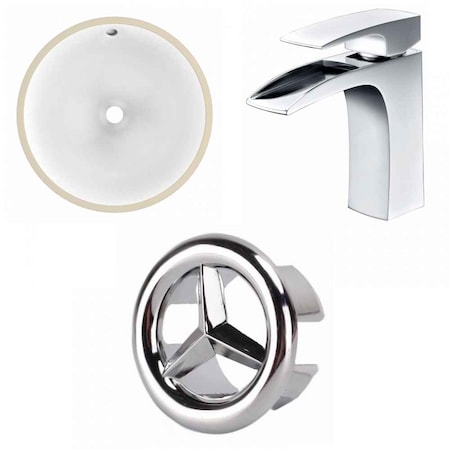 American Imaginations 16.5" W Round Undermount Sink Set In White, Chrome Hardware AI-26671